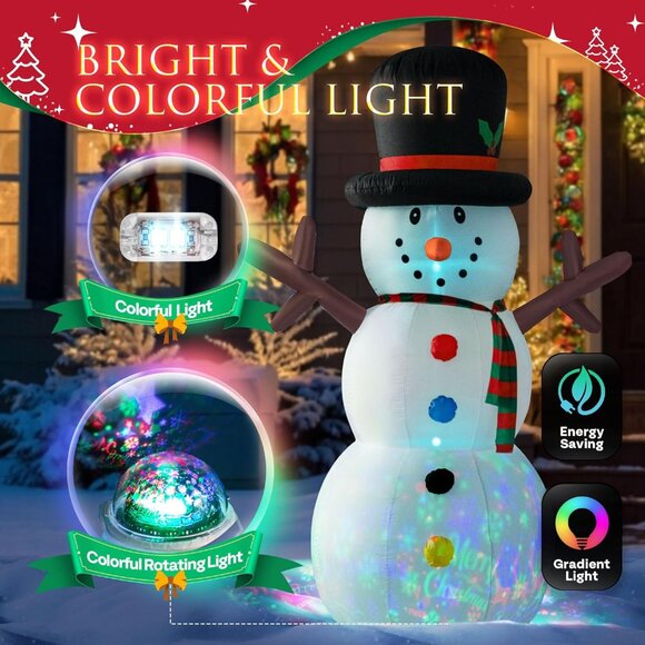 🆕8FT Christmas Inflatable Snowman with Colorful Button Outdoor Decoration - Picture 6 of 9